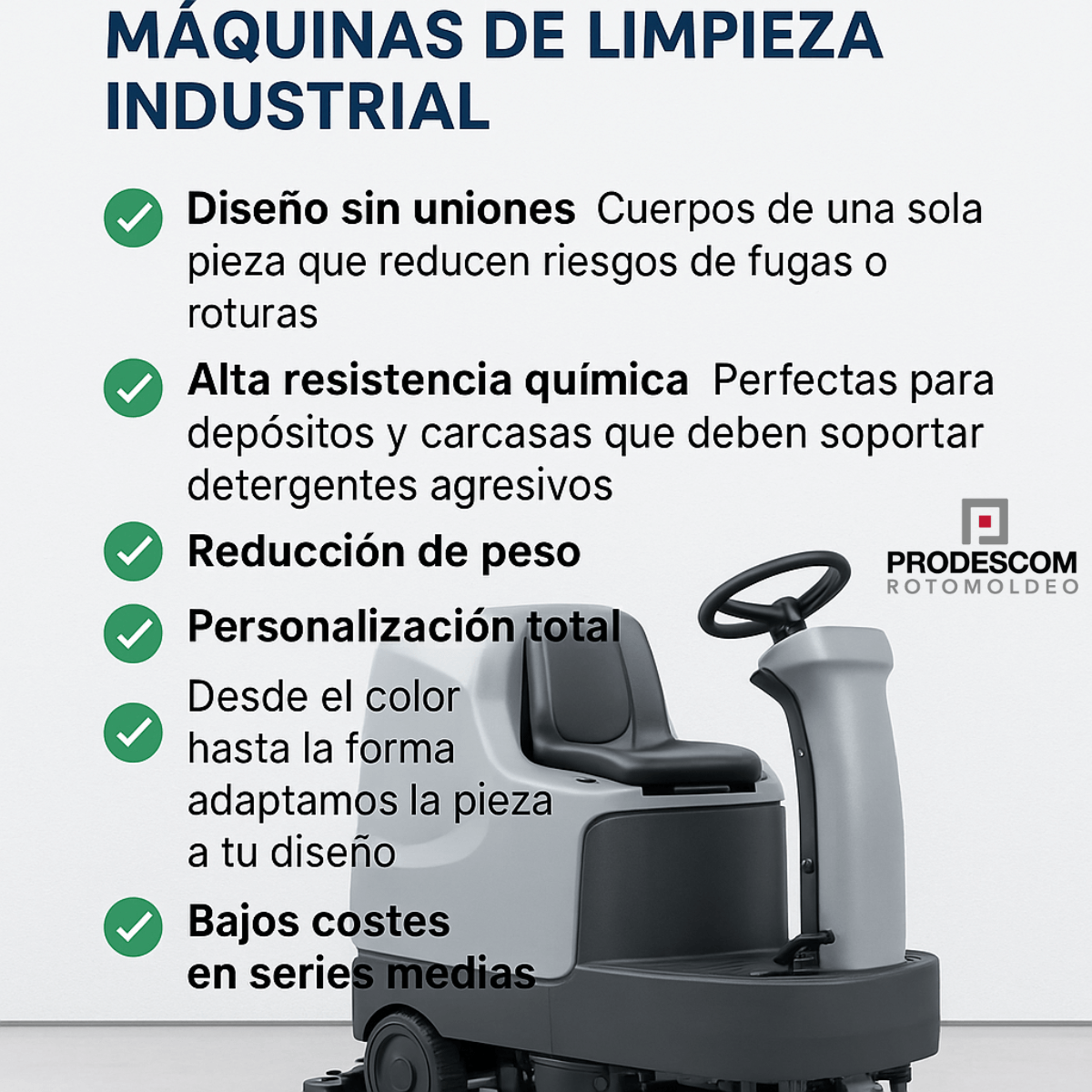 Maquinaria de limpieza industrial por rotomoldeo